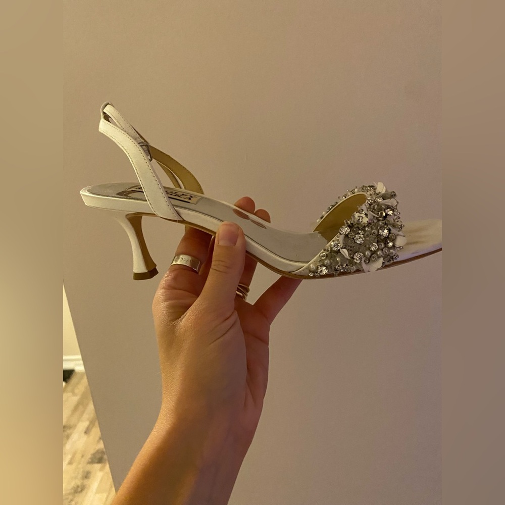 Badgley Mischka White Heels with Embellishments